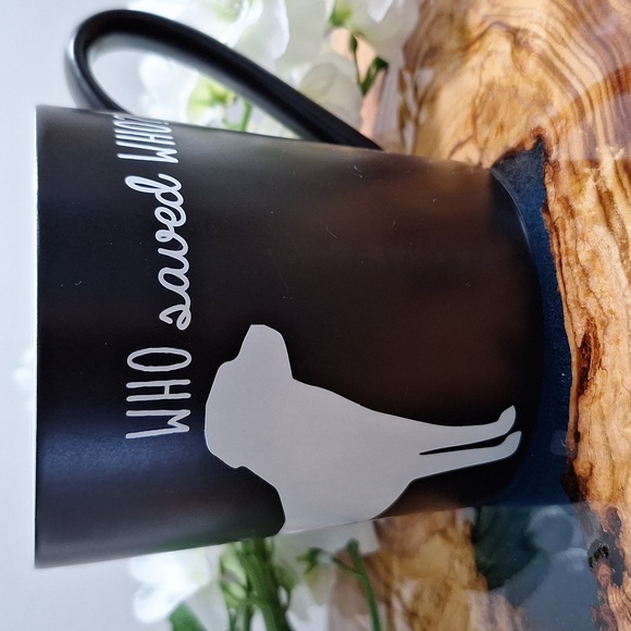 Other - 🛍2/$15🛍 #ABP Black and White Dog-Themed Mug "WHO saved WHO?